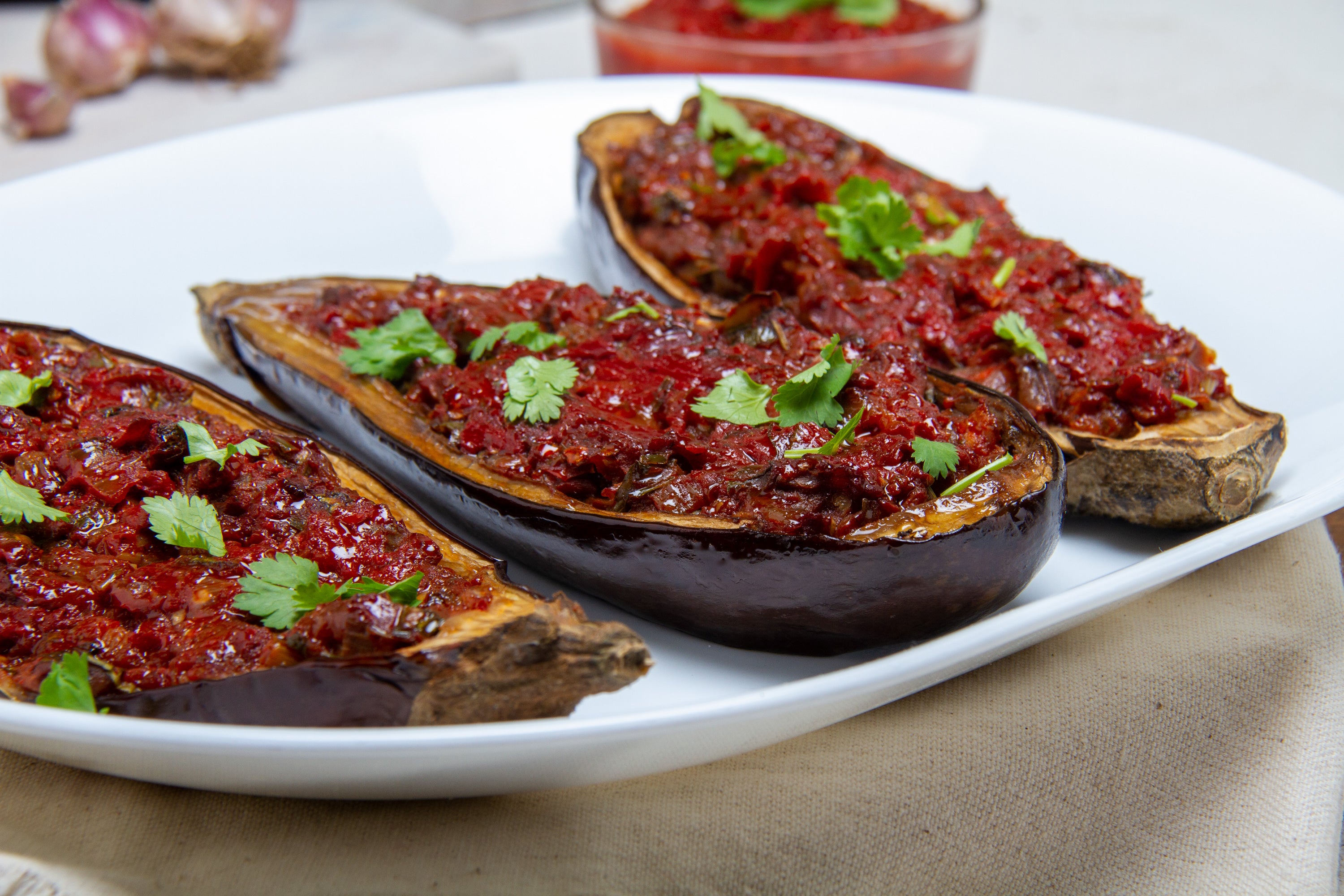 IMAM BAYILDI: SUCCULENT STUFFED EGGPLANTS