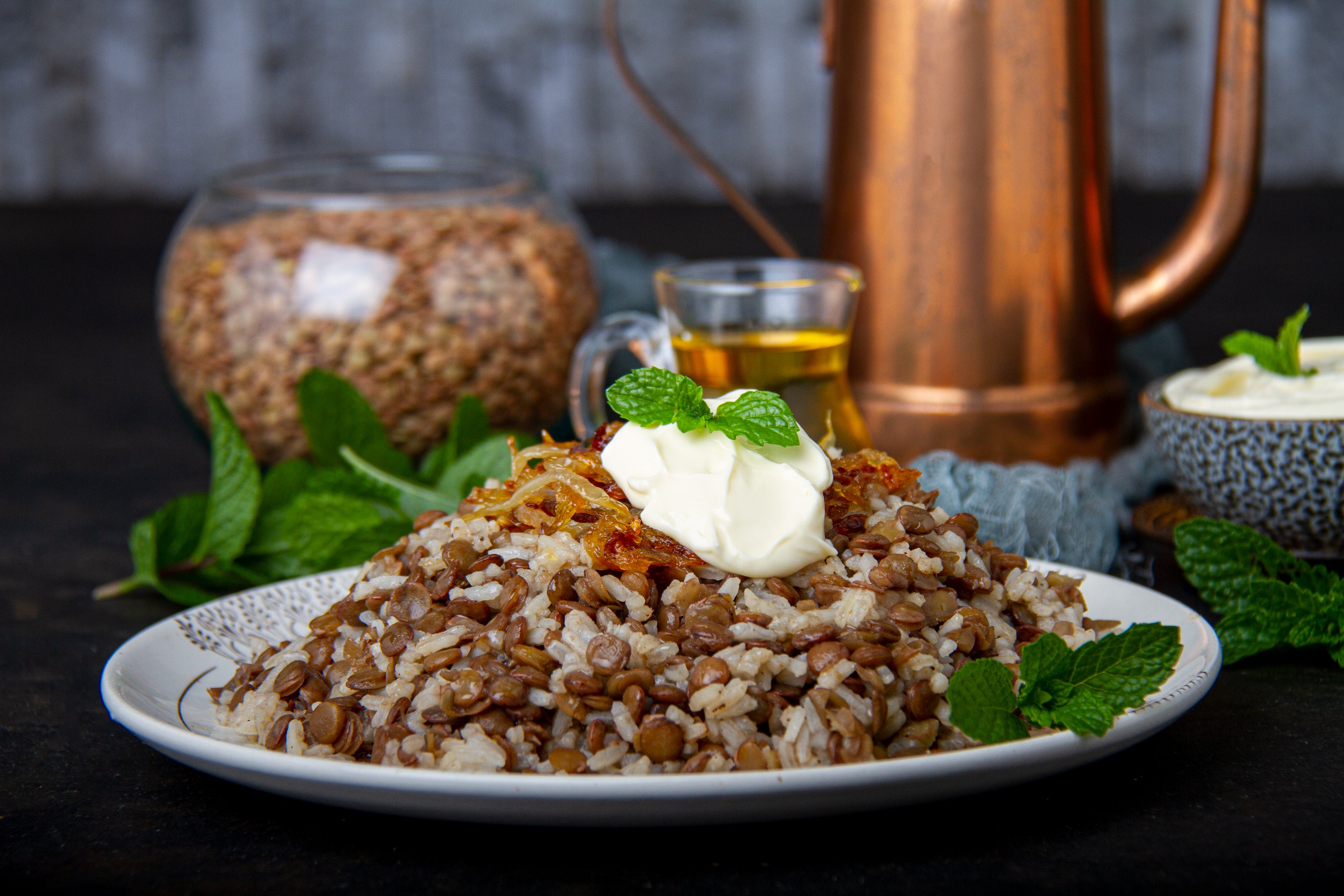 MUJADDARA: LENTILS, RICE, AND CRISPY ONION