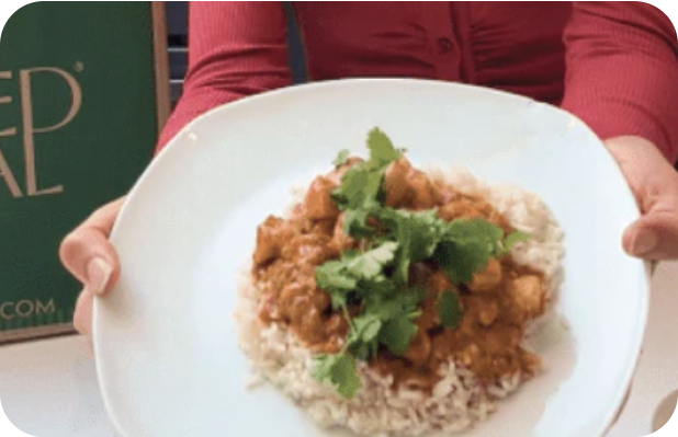 Halal chicken curry over rice