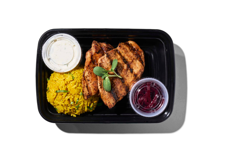 Halal Turmeric Chicken & Rice meal tray